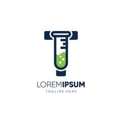 Letter T Chemistry Logo Design Vector Icon Emblem Illustration