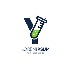 Letter Y Chemistry Logo Design Vector Icon Emblem Illustration