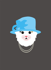Portrait of cat, wearing something, like UK queen, cool style