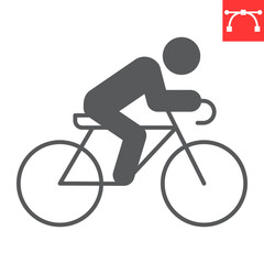 Cycling sport glyph icon, sport and bicycle, cyclist vector icon, vector graphics, editable stroke solid sign, eps 10.