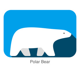 Polar bear walking side flat 3D icon design, vector illustration