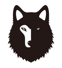 Wolf face flat icon design, vector illustration