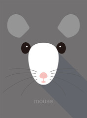 Cute mouse face icon, vector illustration
