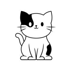 Cute cat line art illustration icon design template vector