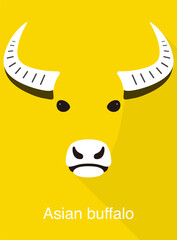 Asian buffalo face flat icon design, vector illustration