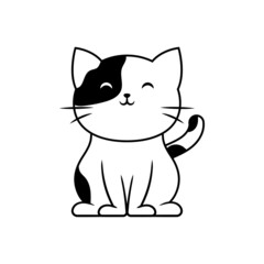 Cute cat line art illustration icon design template vector