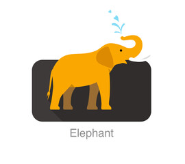 Elephant spray the water with nose, vector illustration
