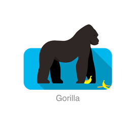 Strong gorilla eating banana , vector illustration