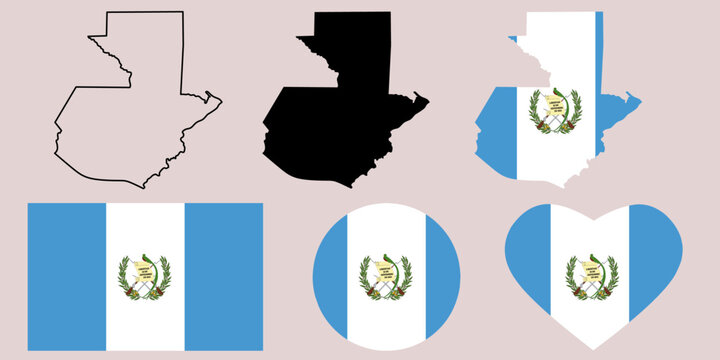 guatemala map flah icon set