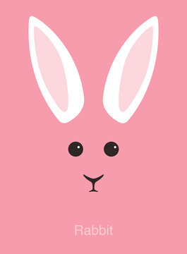 Rabbit face, cute flat portrait icon, vector illustration