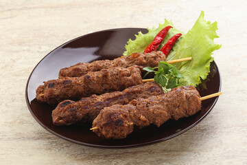 Beef kebab skewer minced meat