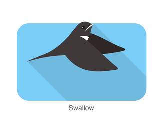 Swallow flat icon design, cartoon, vector illustration