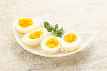 Boiled chicken egg for breakfast