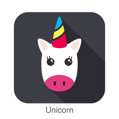 Unicorn head, unicorn face, children picture, vector cartoon character