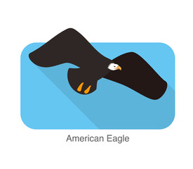 American eagle flying flat icon vector illustration