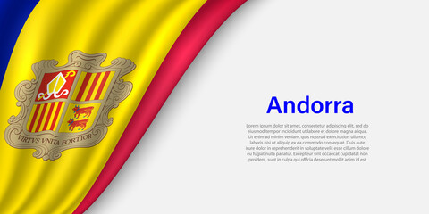 Wave flag of Andorra on white background.