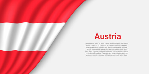 Wave flag of Austria on white background. - obrazy, fototapety, plakaty