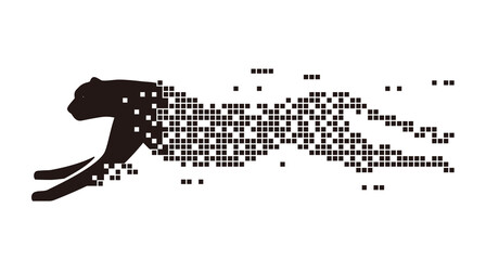 Cheetah running, speed concept, mosaic vector illustration