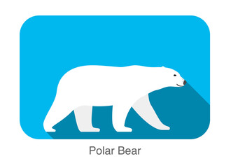 Polar bear walking side flat 3D icon design, vector illustration