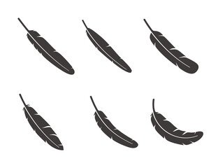 Feather pattern icon set, vector illustration