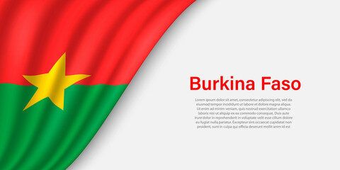 Wave flag of Burkina Faso on white background. - obrazy, fototapety, plakaty