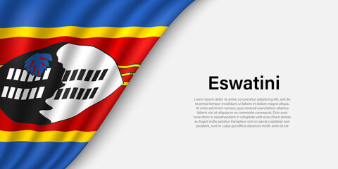 Wave flag of Eswatini on white background.