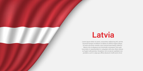 Wave flag of Latvia on white background. - obrazy, fototapety, plakaty