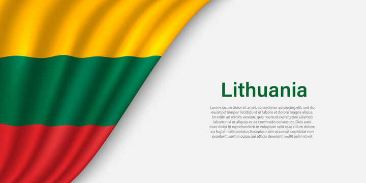Wave flag of Lithuania on white background.