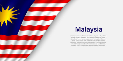 Wave flag of Malaysia on white background.