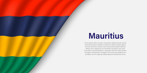 Wave flag of Mauritius on white background.
