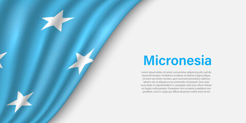Wave flag of Micronesia on white background.