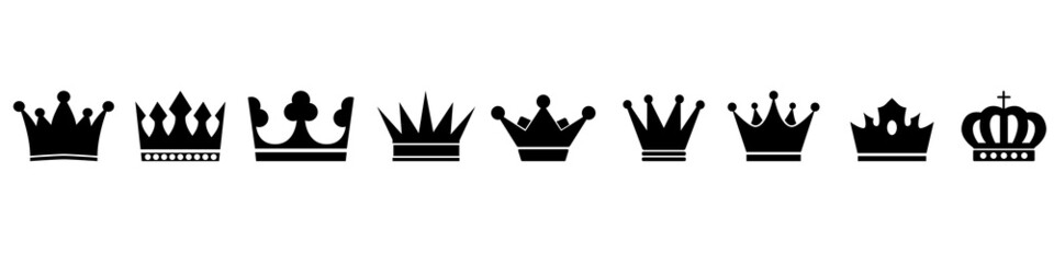 Crown icons vector set. king illustration symbol collection. queen sign or logo.