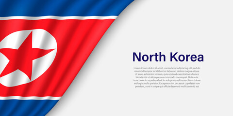 Wave flag of North Korea on white background.
