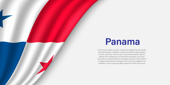 Wave flag of Panama on white background.