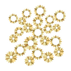 Techno Background with Geometric Gear Wheels Icon. Machinery Logo. Mechanism Cog Concept. Technologic Mechanical Cogwheel Tool. Teamwork Symbol. Part of Transmission.