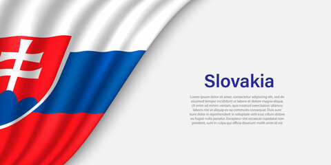 Wave flag of Slovakia on white background.