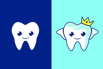 Teeth tooth cute character emotion emoticon logo design vector.