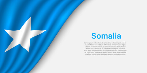 Wave flag of Somalia on white background.