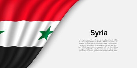 Wave flag of Syria on white background.