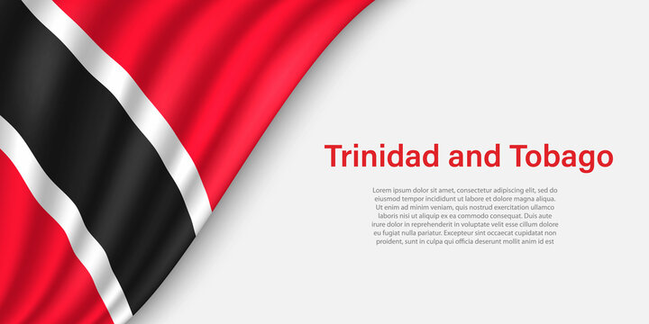 Wave flag of Trinidad and Tobago on white background.