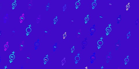 Dark Pink, Blue vector background with woman symbols.