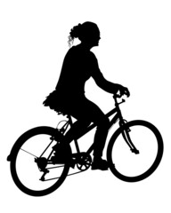 Obraz premium Young athlete on a bike for extreme stunts. Isolated silhouette on a white background