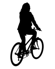 Obraz premium Young athlete on a bike for extreme stunts. Isolated silhouette on a white background