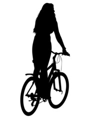 Young athlete on a bike for extreme stunts. Isolated silhouette on a white background