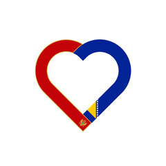 heart ribbon icon of montenegro and bosnia and herzegovina flags. vector illustration isolated on white background - obrazy, fototapety, plakaty