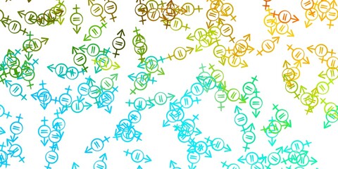 Light Blue, Yellow vector background with woman symbols.