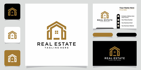 Creative modern building real estate logo design with business card design