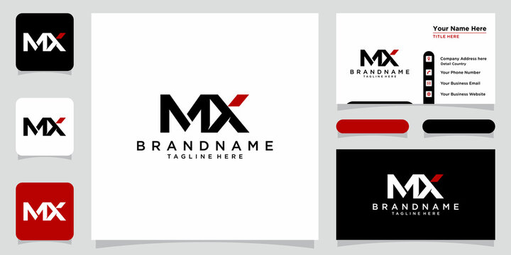 Alphabet letters Initials Monogram logo MX, XM, M and X with business card design