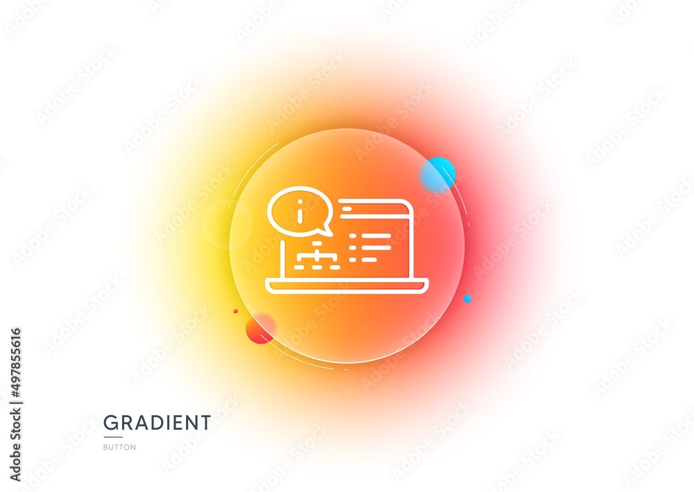 Poster online documentation line icon. gradient blur button with glassmorphism. technical instruction sign.