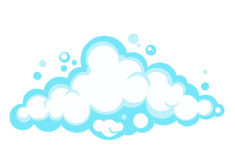 Cartoon soap foam with bubbles. Light blue suds of bath, shampoo, shaving, mousse. Vector illustration. EPS 10